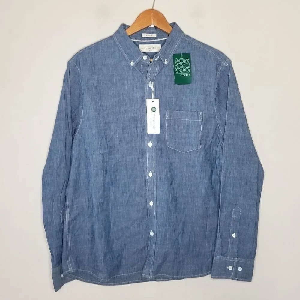 Hawker Rye chambrey regular stretch short men's button down dress shirt